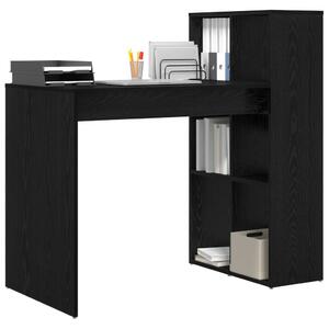VidaXL Asztal polcokkal Musta tammi 108 x 55 x 103,5 cm Faanyag