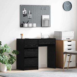 VidaXL Asztal fiókkal polcokkal Musta tammi 90 x 37,5 x 75 cm Faanyag