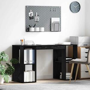 VidaXL Íróasztal tárolóval Fekete tölgy 130 x 50.5 x 75 cm Faanyag