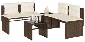 VidaXL 4 részes barna polyrattan kerti ülőgarnitúra párnákkal