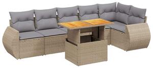 VidaXL Polyrattan Kerti Ülőgarnitúra - 7 részes - Bézs