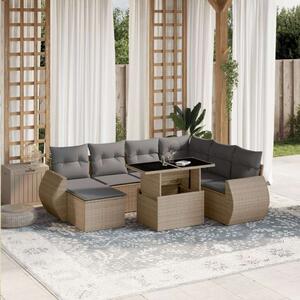 VidaXL Polyrattan Kerti Ülőgarnitúra - 8 részes - Bézs