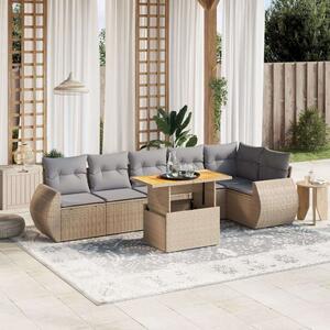 VidaXL Polyrattan Kerti Ülőgarnitúra - 7 részes - Bézs
