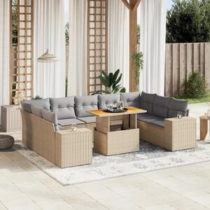 VidaXL Polyrattan Kerti Ülőgarnitúra - 10 részes - Bézs