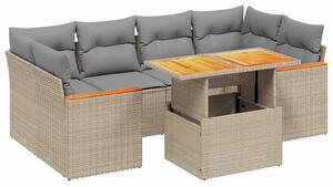 VidaXL Polyrattan Kerti Ülőgarnitúra - 7 részes - Bézs