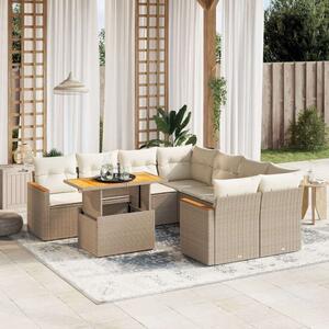 VidaXL Polyrattan Kerti Ülőgarnitúra - 9 részes - Bézs