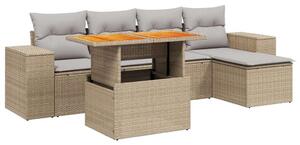 VidaXL Polyrattan Kerti Ülőgarnitúra - 6 részes - Bézs