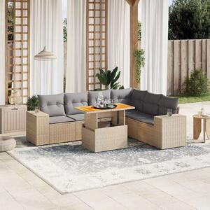 Polyrattan Kerti Ülőgarnitúra - 7 részes - Bézs