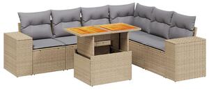Polyrattan Kerti Ülőgarnitúra - 7 részes - Bézs