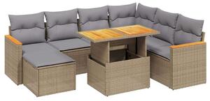 VidaXL Polyrattan Kerti Ülőgarnitúra - 8 részes - Bézs
