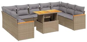 VidaXL Polyrattan Kerti Ülőgarnitúra - 10 részes - Bézs