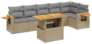 VidaXL Polyrattan Kerti Ülőgarnitúra - 7 részes - Bézs