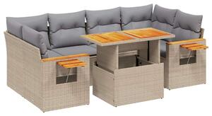 VidaXL Polyrattan Kerti Ülőgarnitúra - 7 részes - Bézs