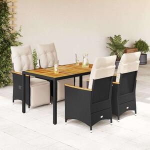 VidaXL - 5 Részes Kerti Bútor - Polyrattan - Fekete