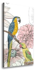Vászonkép Papagájok és virágok