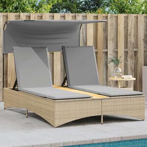 VidaXL Dupla Napozóágy - PE Rattan - 200cm