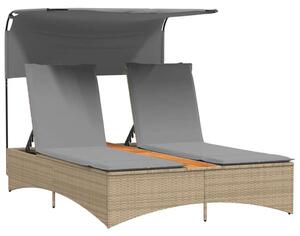 VidaXL Dupla Napozóágy - PE Rattan - 200cm