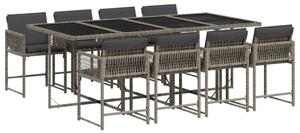 VidaXL Polyrattan Kerti Étkezőgarnitúra - 9 részes - Szürke