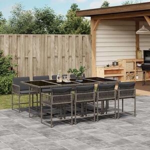 VidaXL Polyrattan Kerti Étkezőgarnitúra - 9 részes - Szürke