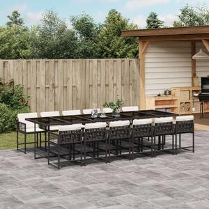 VidaXL 13 részes fekete polyrattan kerti ülőgarnitúra párnákkal