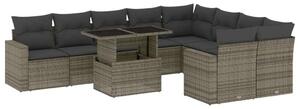 Polyrattan Kerti Ülőgarnitúra - 10 részes - Szürke