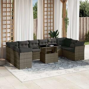 VidaXL 11 részes szürke polyrattan kerti ülőgarnitúra párnákkal