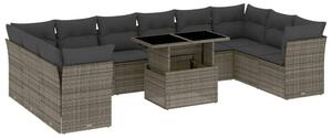 VidaXL 11 részes szürke polyrattan kerti ülőgarnitúra párnákkal