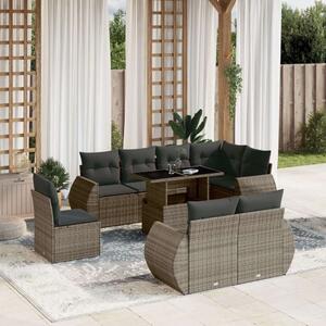 VidaXL Polyrattan Kerti Ülőgarnitúra - 9 részes, Szürke