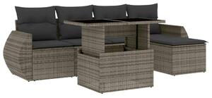 VidaXL Polyrattan Kerti Ülőgarnitúra - 6 részes - Szürke