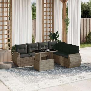 VidaXL Polyrattan Kerti Ülőgarnitúra - 7 részes - Szürke