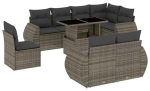 VidaXL Polyrattan Kerti Ülőgarnitúra - 9 részes, Szürke