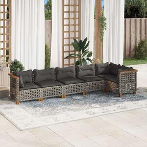 Polyrattan Kerti Ülőgarnitúra - 6 Fős - Szürke