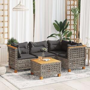 VidaXL Polyrattan Kerti Ülőgarnitúra - 5 részes - Szürke