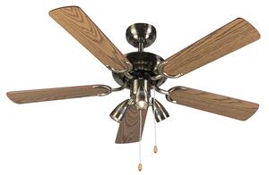 Bronz mennyezeti ventilátor fával 110 cm 3 lámpával, húzókapcsolóval - Mistral
