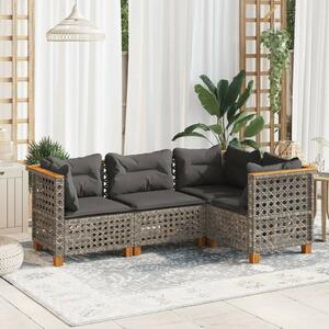 VidaXL Polyrattan Kerti Ülőgarnitúra - 4 részes - Szürke