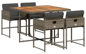 Polyrattan Kerti Étkezőgarnitúra - 5 részes - Szürke