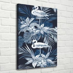 Vászonkép Virág és flamingók