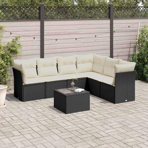 VidaXL Polyrattan Kerti Ülőgarnitúra - 7 részes - Fekete