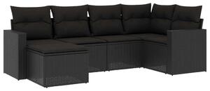VidaXL Polyrattan Kerti Ülőgarnitúra - 6 részes - Fekete