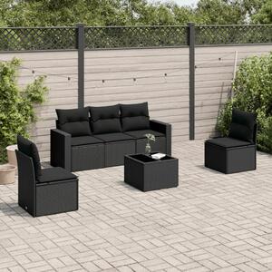 VidaXL Polyrattan Kerti Ülőgarnitúra - 6 részes, Fekete