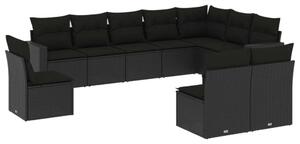VidaXL Polyrattan Kerti Ülőgarnitúra - Fekete - 10 részes