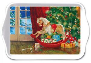 Karácsonyi kistálca - 13x21cm - Wooden rocking horse