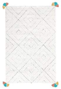 Fehér Hosszúszőrű Szőnyeg Színes Mintával 140 x 200 cm KARTAL