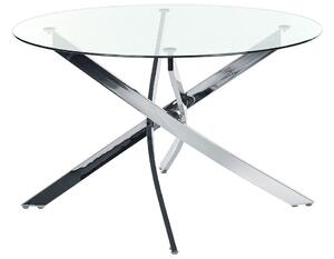 Ezüst étkezőasztal üveglappal ⌀ 120 cm MARAMO