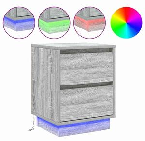 Éjjeli Szekrények LED Világítással 2 db Szürke Sonoma 39x34.5x50 cm