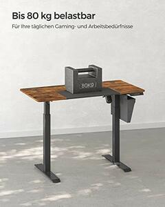 Elektromosan állítható íróasztal komplett, rusztikus barna 120x60x72-120cm