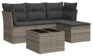 Polyrattan Kerti Ülőgarnitúra - 5 részes - Szürke