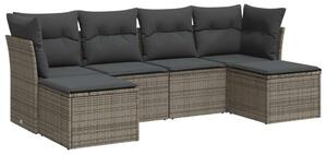 Polyrattan Kerti Ülőgarnitúra - 6 részes - Szürke