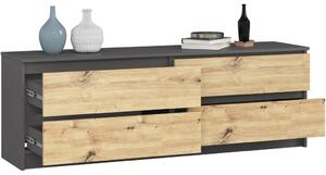 Akord CLP K160 Komód Laminált Grafitszürke/Artisan Tölgy 4 Fiókos