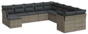 VidaXL Polyrattan Kerti Ülőgarnitúra - 11 részes - Szürke